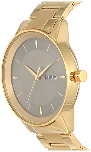 Sonata Utsav Quartz Analog With Day & Date Grey Dial Gold Stainless Steel Strap Watch for Men - NT7133YM02