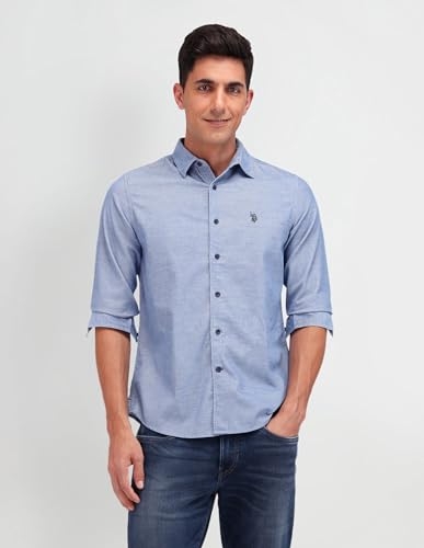 U.S. POLO ASSN. DENIM CO. Men's Slim Fit Shirt (UDSHT1427 Blue