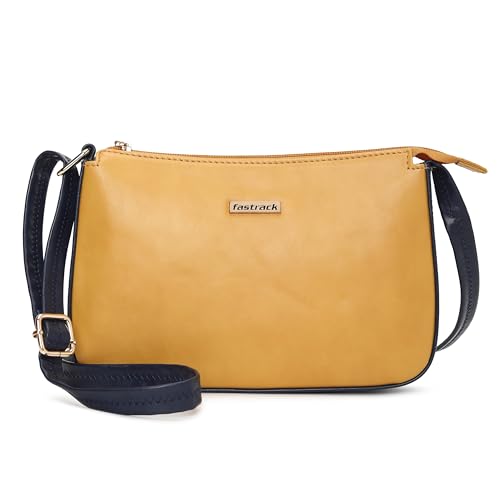 Mustard Sling Bag for Women | Chic Crossbody with Contrast Accents, Adjustable Strap & Quick-Access Pocket | Stylish Faux Leather Sling for Daily Use & Casual Outings
