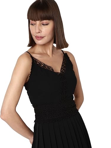 VERO MODA Women Solid Cotton Mini Black A-Line Dress