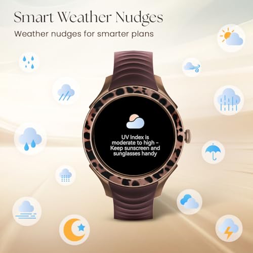 Fastrack Ella Women Smartwatch with 1.2" inch AMOLED Display,Patterned Bezel,AI Watchface & AI Chat,Functional Crown,24/7 Health Suite,BT Calling,SpO2,HRM,IP68, Multiple Menu Styles,Games - Dark Wine