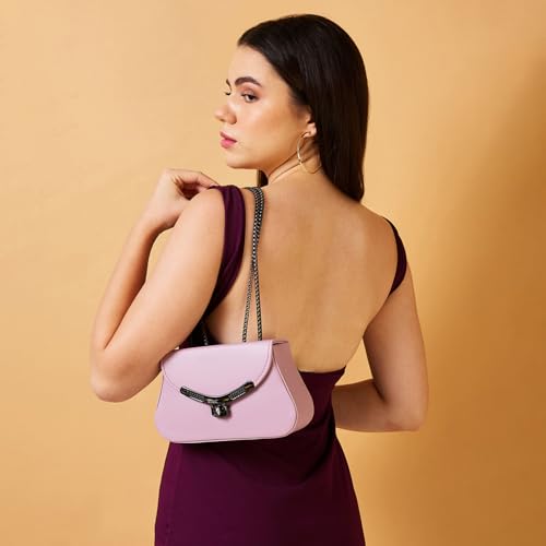 Caprese Miko Medium Sling Bag for Women with Adjustable Strap & Specious Compartment | Versatile Handbag with Turn Lock for Everyday Use, Travel, and Special Occasions (Lilac)