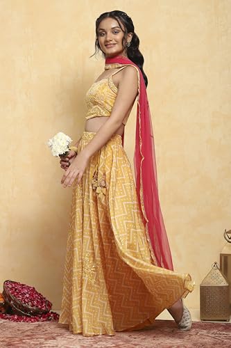 Biba Girl's Yellow Polyester Lehega Set
