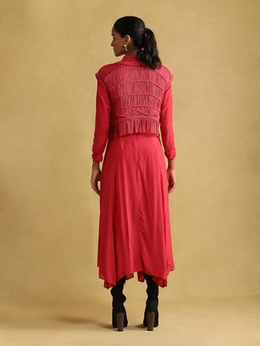 Ritu Kumar Fuschia Dress with Macrame Top