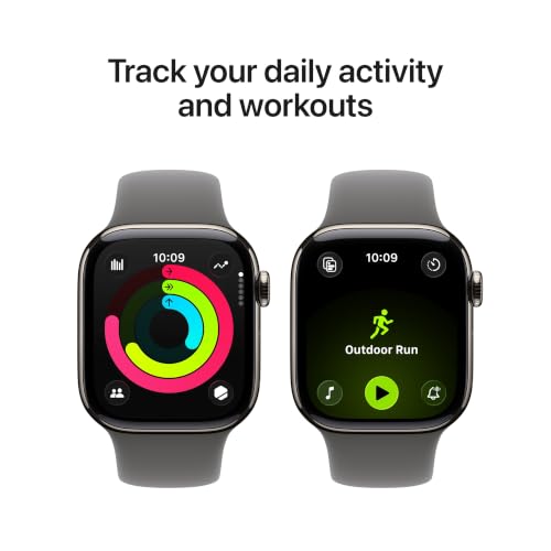 Apple Watch Series 11 GPS + Cellular 42mm Natural Titanium Case with Stone Grey Sport Band - M/L