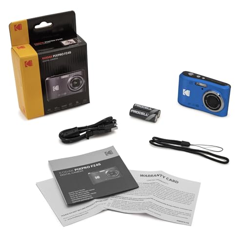 Kodak PIXPRO FZ45 Friendly Zoom 16MP Full HD Digital Camera, Bundle with 32GB Memory Card and Camera Bag, Flexible Tripod, and Card Reader (Blue)