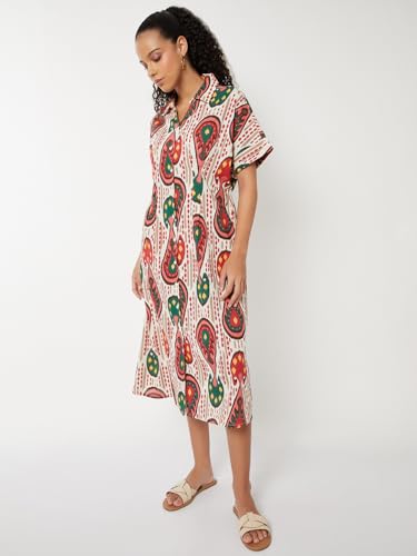 Max Women's Polyester A-Line Below The Knee Dress (IS510004_Multi