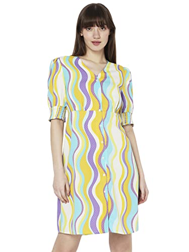 Vero Moda Women's Knee Length Polyester Shirt Light Blue Dress_X-Small