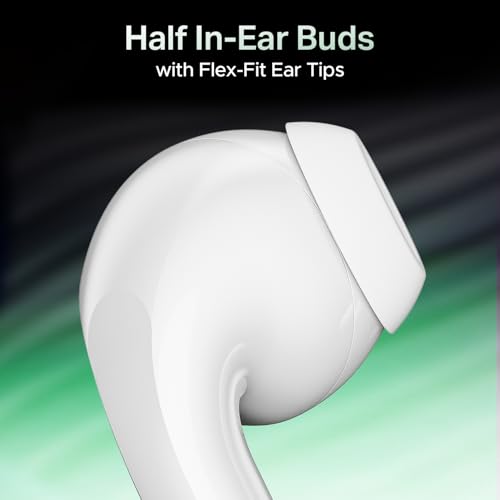 boAt Airdopes 101v2, 35H Battery, ENx Tech, 13mm Drivers, ASAP Charge, Flex-Fit Ear Tips,Stream Ad Free Music via App Support, Bluetooth Earbuds, TWS Ear Buds Wireless Earphones with mic (Smoke White)