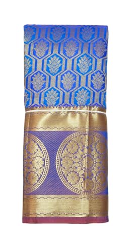 VFCollections Women's Kanchipuram Silk Pure Pattu Sarees With Blouse (Vfc419-1), Blue
