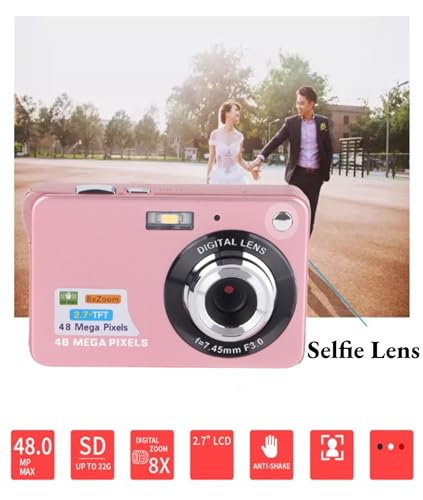 Ubervia Point & Shoot Digital Cameras - Inch | 4K Digital 128 GB Camera 48Mp Vlogging Camera With 27 Inch Lcd Screen 8X Digital Zoom Compact Video Recorder Mini Portable Camera For Kids Beginners Silv