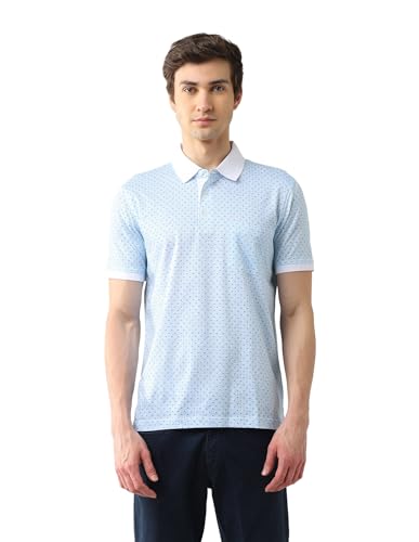 Arrow Men's Printed Regular Fit Polo Shirt (ARAJTS3861_Aqua
