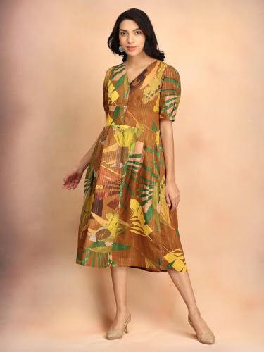 The Mom Store Clay Canvas Women's Cotton Lurex A-Line Dress