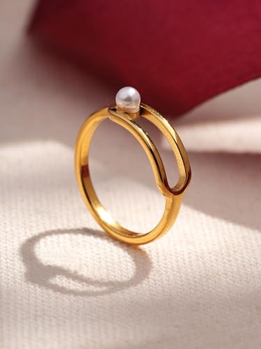 PALMONAS Pearl Orbit Minimal Ring Gifts For Girlfriend (Size-7) | Gift For Women & Girls