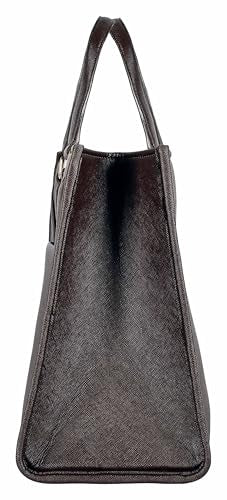 eske Sofia Tote Bag, Vegan Leather, Detachable Sling Strap, Textured Pattern (Brown)