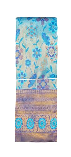 SREE KUMARAN Women's Kanchipuram Kubera Silk Pure Pattu Saree - Flower Border With Blouse (VSK571-1)