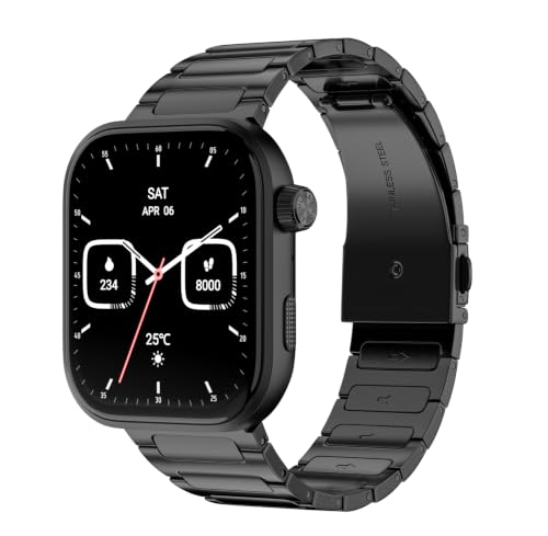 Noise ColorFit Ultra 4 Square Dial Smartwatch with BT Calling, 1.96" AMOLED Always-On Display, AI Transcription & Voice Commands, Metal Body, 10m Water Resistant, Heart Rate Monitor (Elite Black)