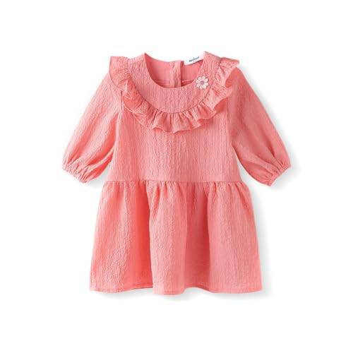 nauti nati Girl's Cotton Blend Classic Above The Knee Casual Dress (NNNGTW100082CW2_Peach
