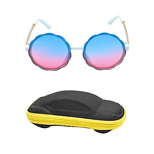 SPIKY Round Sunglass For Unisex With Protective Case Classic UV Protected Stylish Plastic Sunglasses Goggle Eyewear For Kids Girls and Boys - (White Mix) - (Pack of 1)