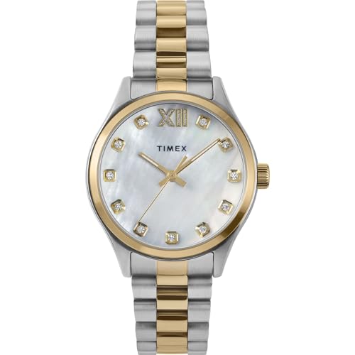 TIMEX Legacy Analog Watch for Women with Mother of Pearl White Round Dial & Multicolor Stainless Steel Bracelet Band Water Resistant Women's Wrist Watches - TW2W85500UJ