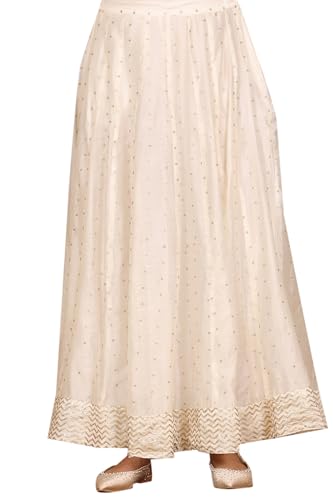 W for Woman White Embroidered Flared Skirt (Size: S)-24AUW50501-400768