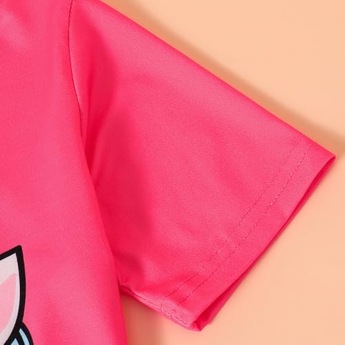 Hopscotch Girls Short Sleeves Pink 2-Pc Unicorn T-shirt & Skirt (3-4 Years)