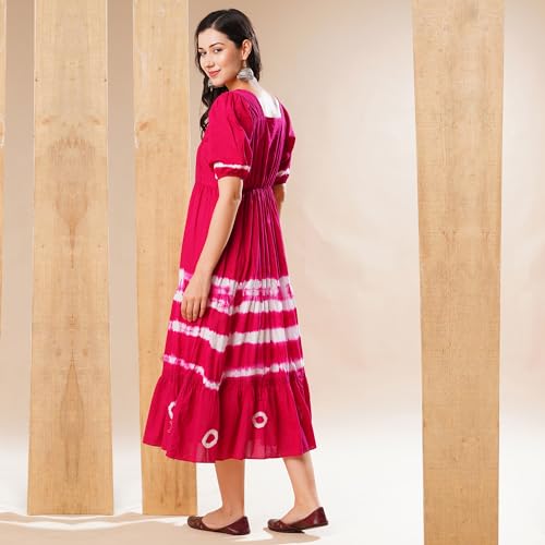 Globus Women Ethnic Dresses (3641639001_Pink_S), Midi, A-Line