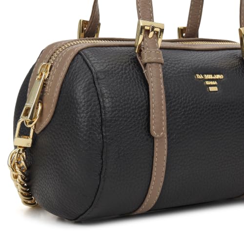 Da Milano Leather Satchel Bag for Women - Black (LB-00772B)