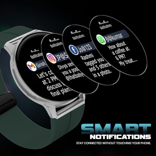 PunnkFunnk Evo Vista Smartwatch for Men & Women | 1.43" AMOLED Full-Touch Round Display | Bluetooth Calling, 120+ Sports Modes, Heart Rate & SPO₂, IP68 Waterproof Smart Watch- (Magnetic Green)