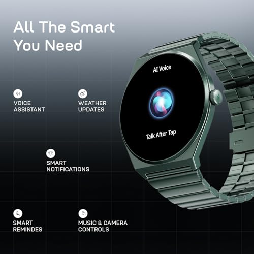 Fire-Boltt Phoenix Nova Smartwatch 1.43” Slim Super AMOLED Display, 466x466 Pixel Always-On Display, Bluetooth Calling, Health Tracker for Men & Women Olive Rush