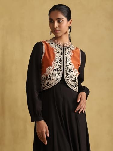Ritu Kumar Black Embroidered Dress with Gilet