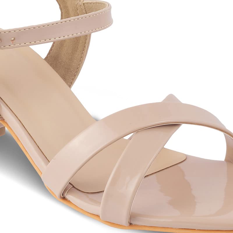 tresmode 239-ROCHELLE Beige Women Dress Block Heel Sandals EU/37 UK/4