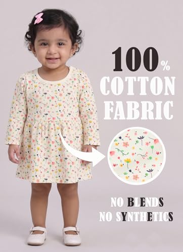 MI Kidz Pure Cotton Full Sleeves Frock and Panty Set for Baby Girls| Baby Girls Dress Set| Girls Cotton Stylish Frock and Panty Set| Coordinated Set