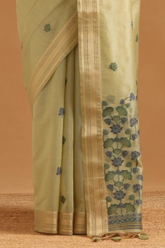 Soch Womens Light Green Tissue Madhubani Saree