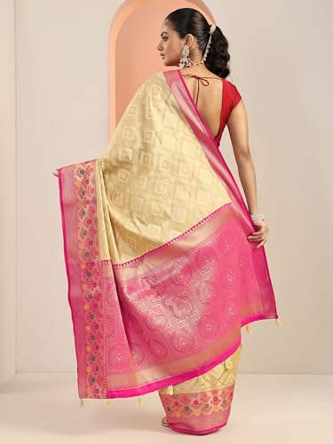Libas Womens Woven Design Silk Blend Saree With Blouse Piece