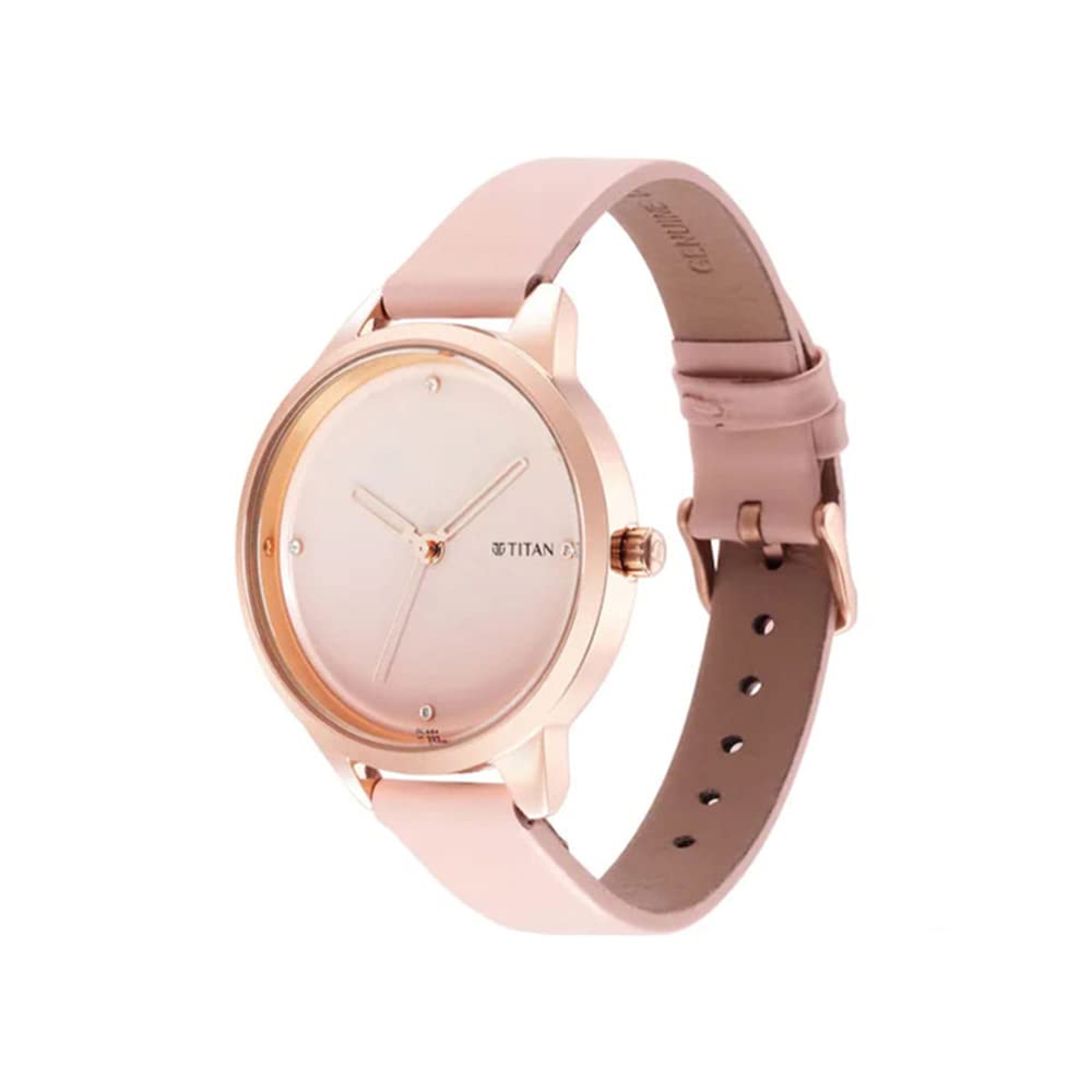 Titan Pastel Dreams Pink Dial Analog Leather Strap Watch for Women-NS2664WL02