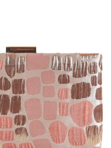 THE TAN CLAN Coral Sleek Clutch Bag for Women | Slim Evening Bag | Peach Colour | Party & Bridal Clutch Purse