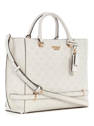 Guess Women's Off White Logo Textured Tote| Ladies Purse Handbags | Gift For Ladies