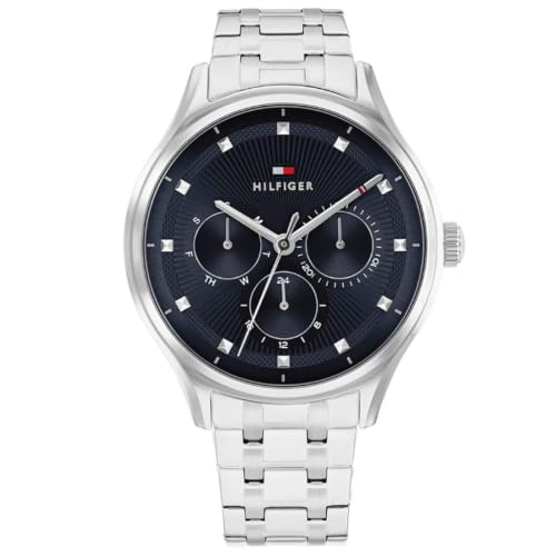 Tommy Hilfiger Gianna Qtz Multifunction Analog Dark Blue Round Dial Silver Stainless Steel Watch for Women - TH1782749W