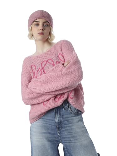 ONLY Women's Embroidery Regular Fit Pink Sweater