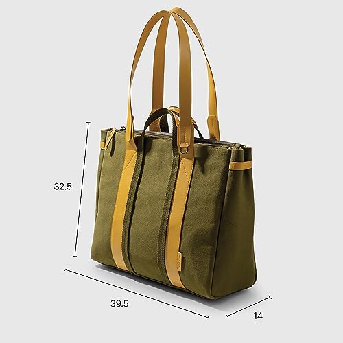 DailyObjects Women's Latest System Tote Bag|Stylish&Spacious Canvas Handbag With Zip Closure|Handcrafted Ladies Shoulder Purse|Sturdy Double Handles|Padded Laptop Compartments For Upto 14",Yellow