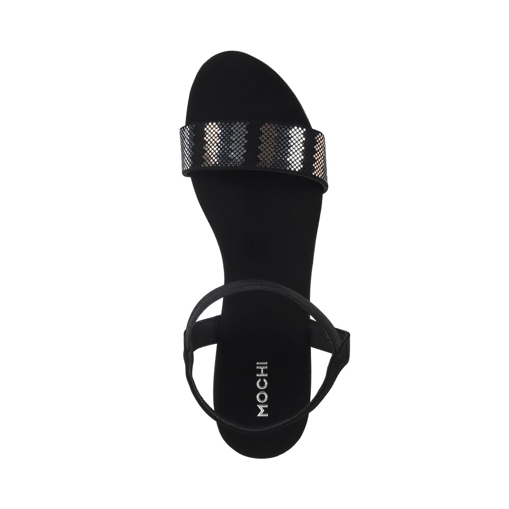 Mochi Women Black Elevated Fashion Sandals With Block Heel UK/7 EU/40 (34-272)