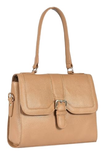 eske Vesta Shoulder Bag for Women | Cosmos Textured Leather | Magnetic Snap Closure | Dual Handles & Sling Strap | Spacious & Stylish Daily Handbag | Solid Pattern | Office, Casual & Travel Use