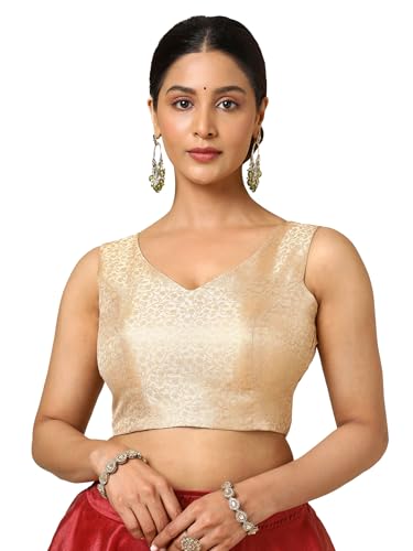 Soch Womens Beige Tussar Zari Woven Padded Blouse