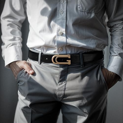 GIL Genuine Leather Black Belt for Men Perfect for Formal and Casual Wear with Adjustable Waistband Buckle, Snake-Print Classic Design Ideal for Jeans, Gifting, Office, Party or Daily Use(Size-40)
