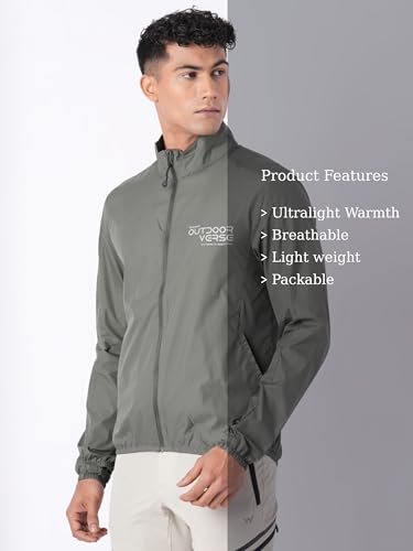 Wildcraft Men Sierra Solid Nylon Blend Collored Casual Wind Breaker Jacket, Full Sleeve - Regular fit, Olive Green, XXXL