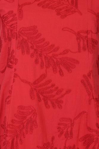W for Woman Red Thread Embroidered Pure Cotton A-line Dress - (W13745-401411-L)