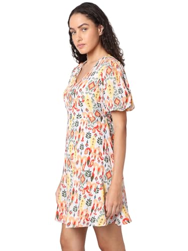 VERO MODA Women's Cotton Fit and Flare Above The Knee Dress (9009005-Mellow Yellow_Mellow