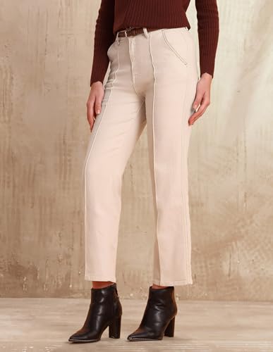 U.S. POLO ASSN. High Rise Straight Fit Jeans (UWAW25JEN405_White_34)