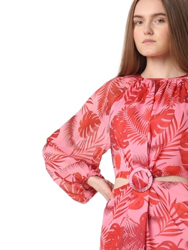 Vero Moda Women's Polyester A-Line Above The Knee Dress (10323057-Prism Pink_Prism